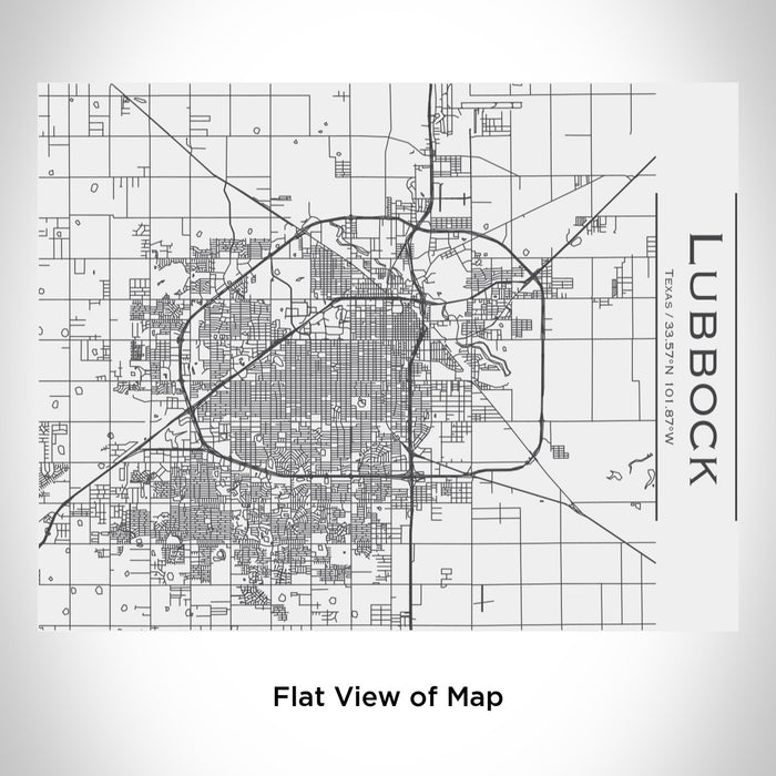 Rendered View of Lubbock Texas Map Engraving on 20oz Stainless Steel Insulated Bottle with Bamboo Top in White