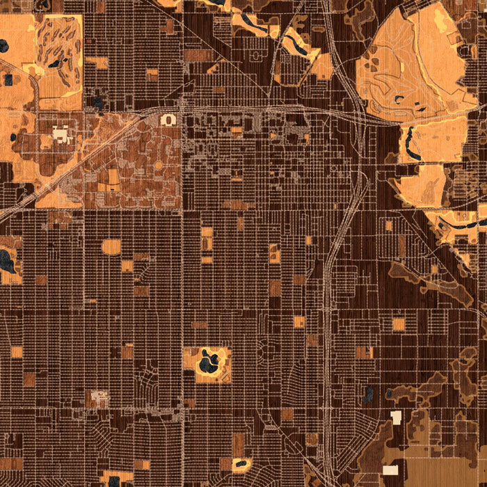 Lubbock Texas Map Print in Ember Style Zoomed In Close Up Showing Details