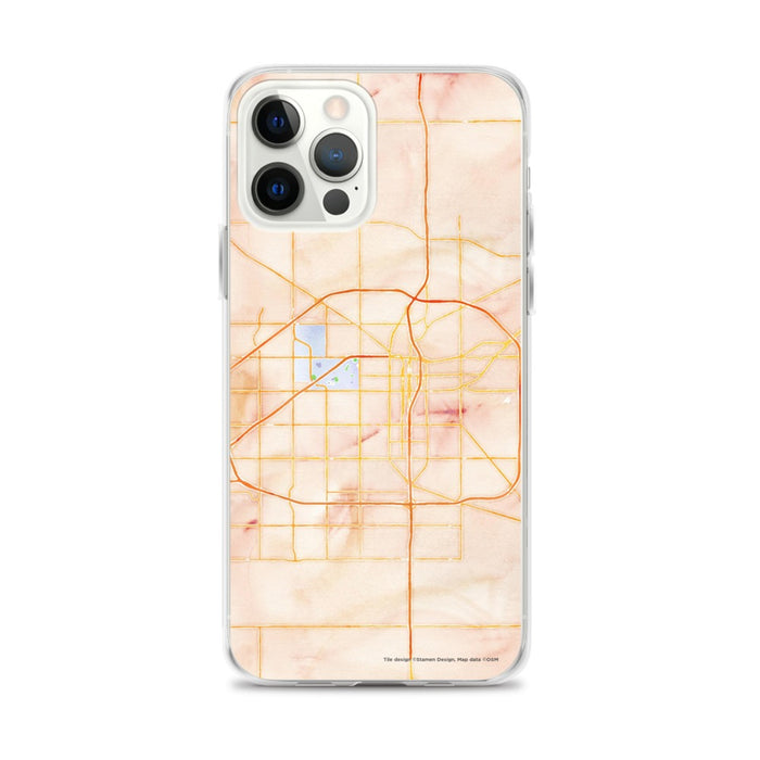 Custom Lubbock Texas Map iPhone 12 Pro Max Phone Case in Watercolor