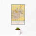 12x18 Lubbock Texas Map Print Portrait Orientation in Woodblock Style With Small Cactus Plant in White Planter