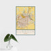 16x24 Lubbock Texas Map Print Portrait Orientation in Woodblock Style With Tropical Plant Leaves in Water