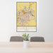 24x36 Lubbock Texas Map Print Portrait Orientation in Woodblock Style Behind 2 Chairs Table and Potted Plant