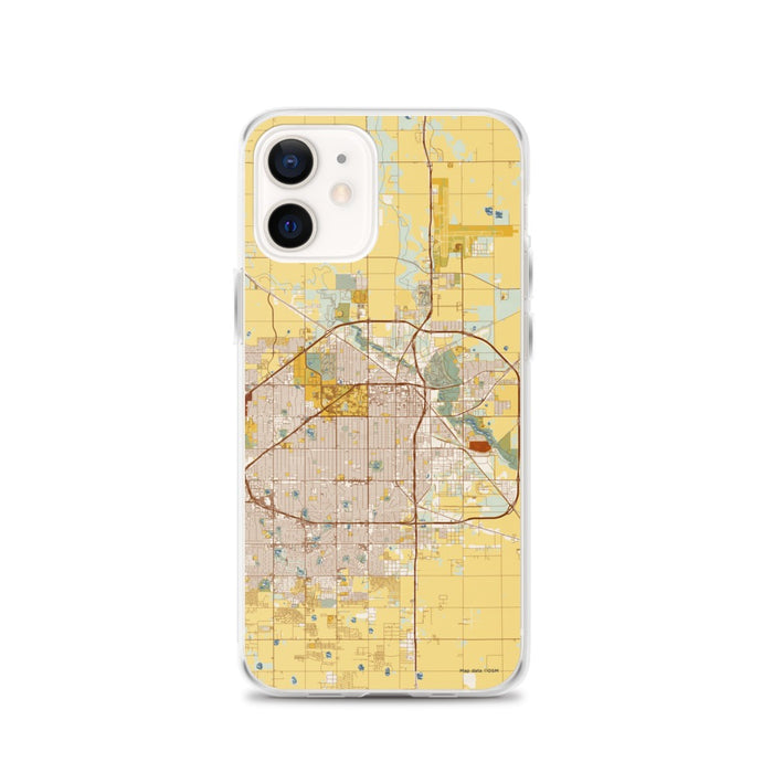 Custom Lubbock Texas Map iPhone 12 Phone Case in Woodblock