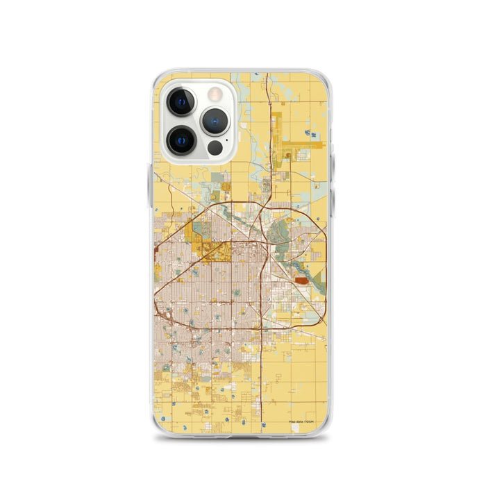 Custom Lubbock Texas Map iPhone 12 Pro Phone Case in Woodblock