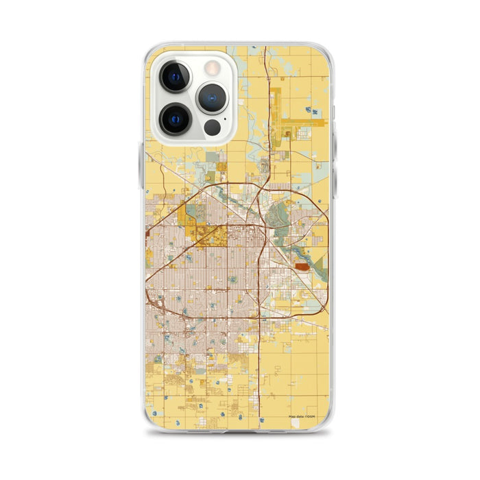 Custom Lubbock Texas Map iPhone 12 Pro Max Phone Case in Woodblock
