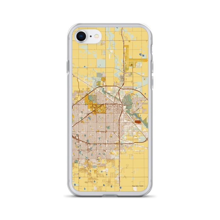 Custom Lubbock Texas Map iPhone SE Phone Case in Woodblock