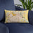 Custom Lubbock Texas Map Throw Pillow in Woodblock on Blue Colored Chair