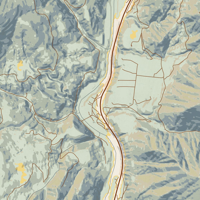 Lucile Idaho Map Print in Woodblock Style Zoomed In Close Up Showing Details