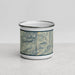 Front View Custom Lucile Idaho Map Enamel Mug in Woodblock