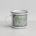 Left View Custom Lucile Idaho Map Enamel Mug in Woodblock
