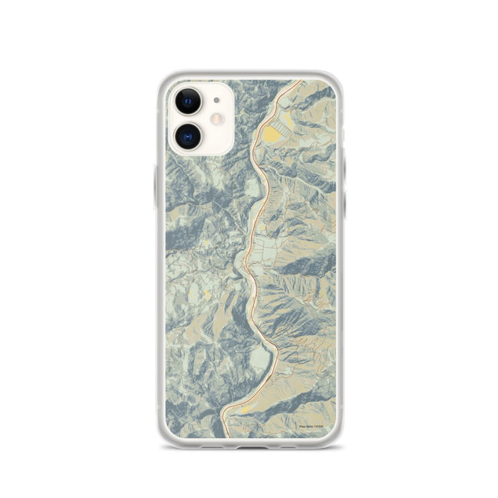 Custom iPhone 11 Lucile Idaho Map Phone Case in Woodblock