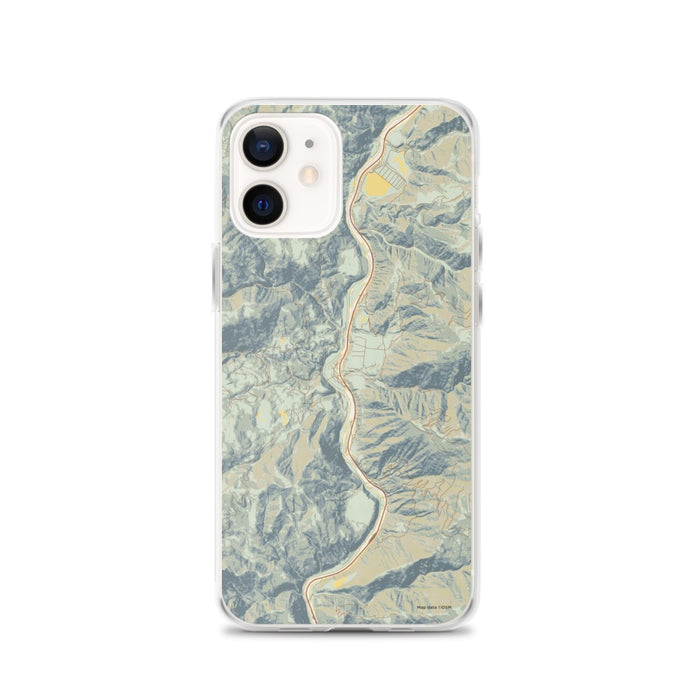 Custom iPhone 12 Lucile Idaho Map Phone Case in Woodblock