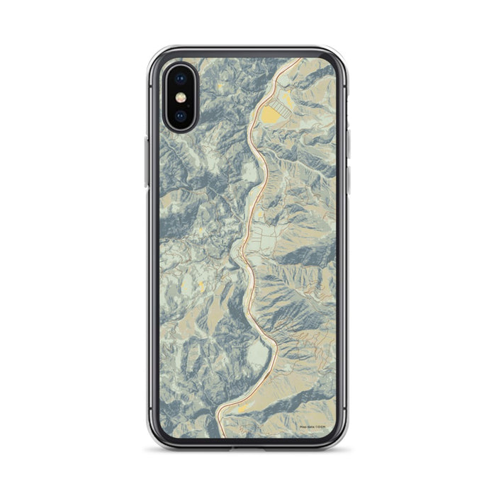 Custom iPhone X/XS Lucile Idaho Map Phone Case in Woodblock