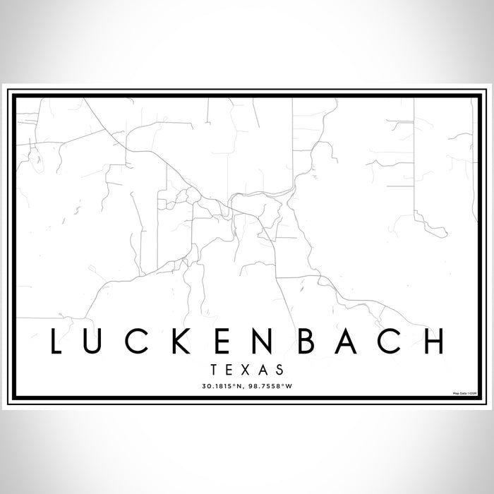 Luckenbach Texas Map Print Landscape Orientation in Classic Style With Shaded Background