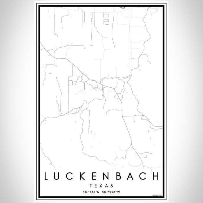 Luckenbach Texas Map Print Portrait Orientation in Classic Style With Shaded Background
