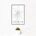 12x18 Lufkin Texas Map Print Portrait Orientation in Classic Style With Small Cactus Plant in White Planter