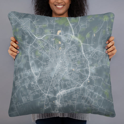 Person holding 22x22 Custom Lufkin Texas Map Throw Pillow in Afternoon