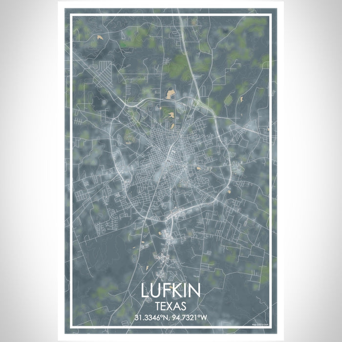 Lufkin Texas Map Print Portrait Orientation in Afternoon Style With Shaded Background