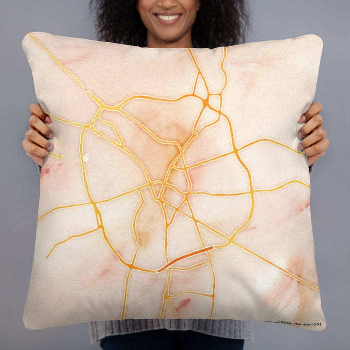 Person holding 22x22 Custom Lufkin Texas Map Throw Pillow in Watercolor