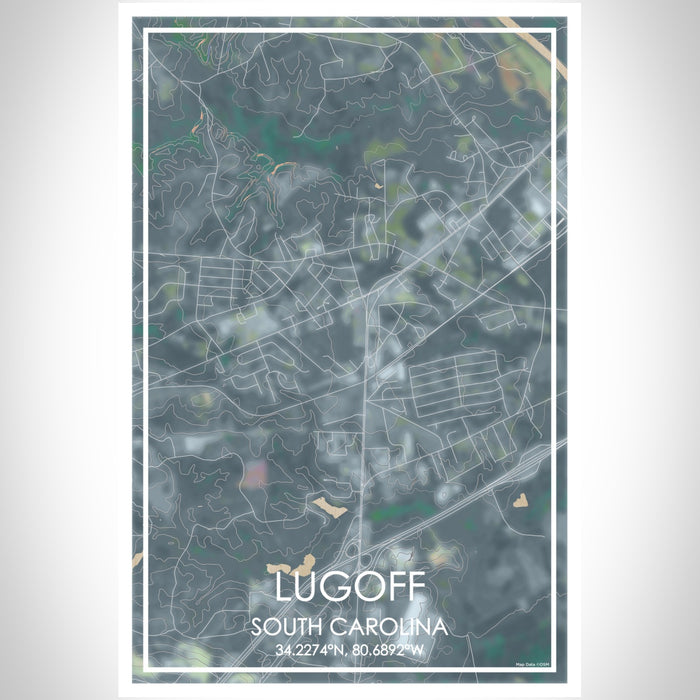 Lugoff South Carolina Map Print Portrait Orientation in Afternoon Style With Shaded Background