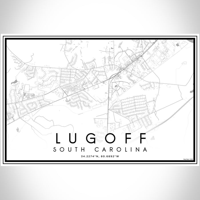 Lugoff South Carolina Map Print Landscape Orientation in Classic Style With Shaded Background