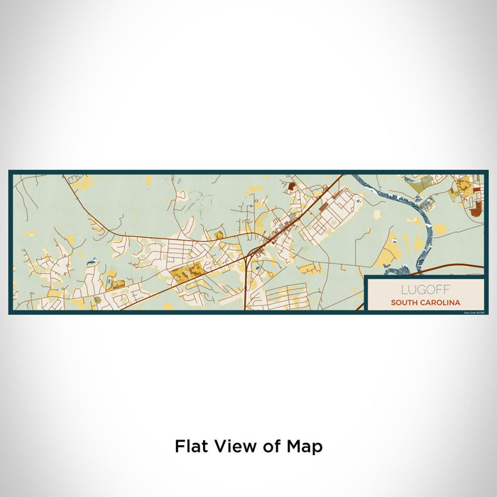 Flat View of Map Custom Lugoff South Carolina Map Enamel Mug in Woodblock