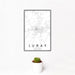 12x18 Luray Virginia Map Print Portrait Orientation in Classic Style With Small Cactus Plant in White Planter