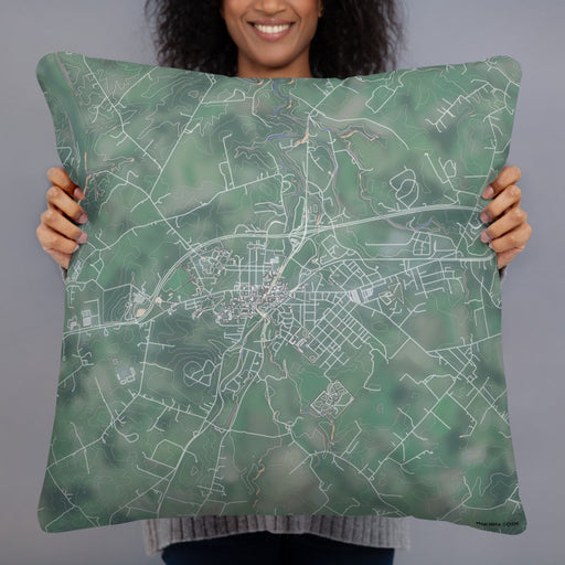 Person holding 22x22 Custom Luray Virginia Map Throw Pillow in Afternoon