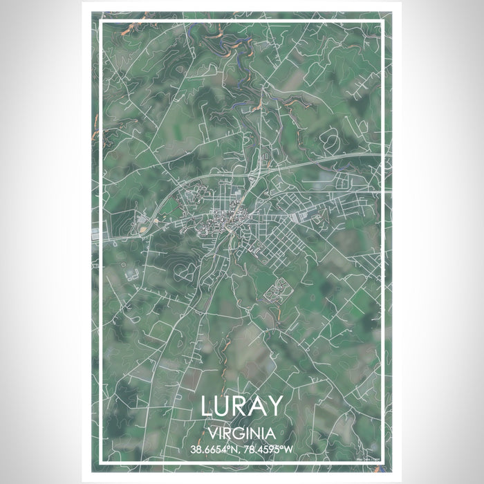 Luray Virginia Map Print Portrait Orientation in Afternoon Style With Shaded Background