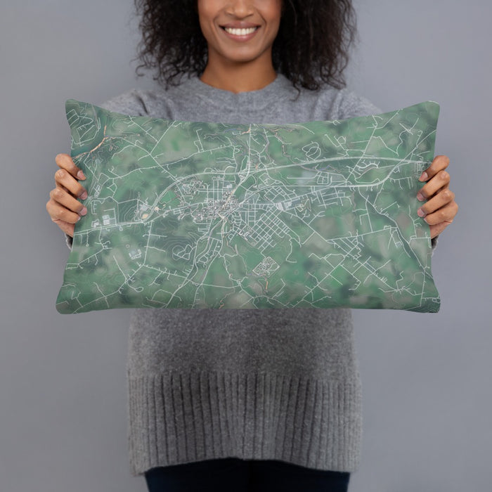 Person holding 20x12 Custom Luray Virginia Map Throw Pillow in Afternoon