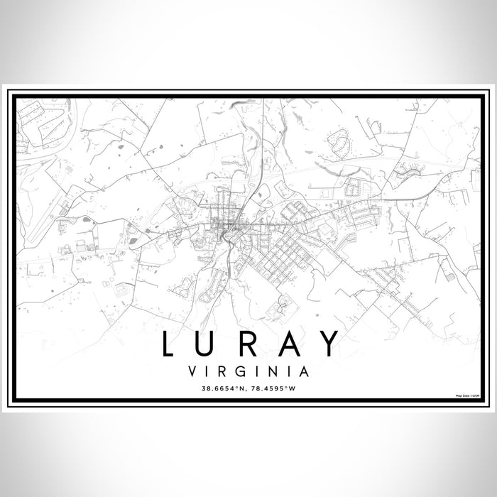 Luray Virginia Map Print Landscape Orientation in Classic Style With Shaded Background