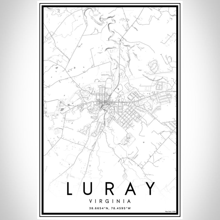 Luray Virginia Map Print Portrait Orientation in Classic Style With Shaded Background