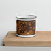 Front View Custom Luray Virginia Map Enamel Mug in Ember on Cutting Board