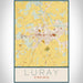 Luray Virginia Map Print Portrait Orientation in Woodblock Style With Shaded Background