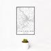 12x18 Lynchburg Virginia Map Print Portrait Orientation in Classic Style With Small Cactus Plant in White Planter