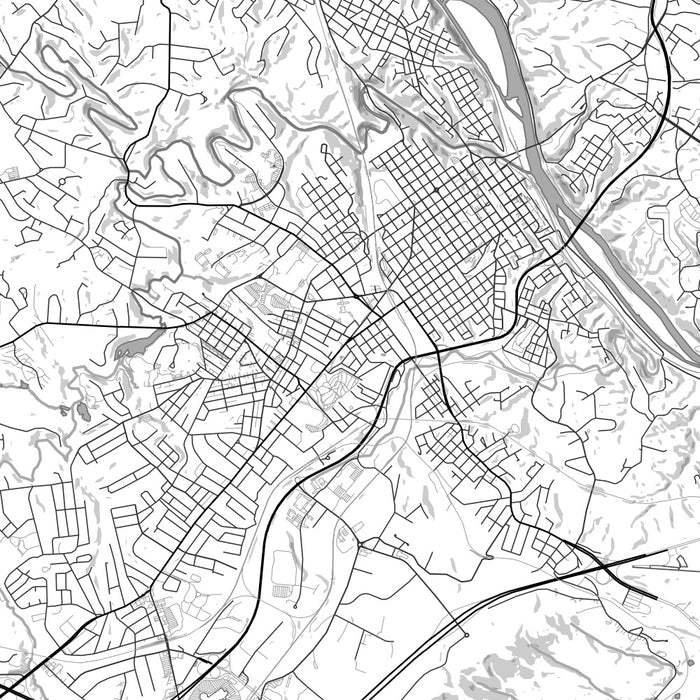 Lynchburg Virginia Map Print in Classic Style Zoomed In Close Up Showing Details