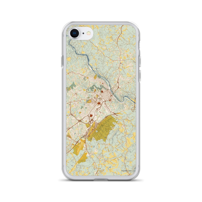 Custom Lynchburg Virginia Map iPhone SE Phone Case in Woodblock