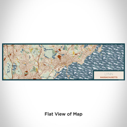 Flat View of Map Custom Lynn Massachusetts Map Enamel Mug in Woodblock