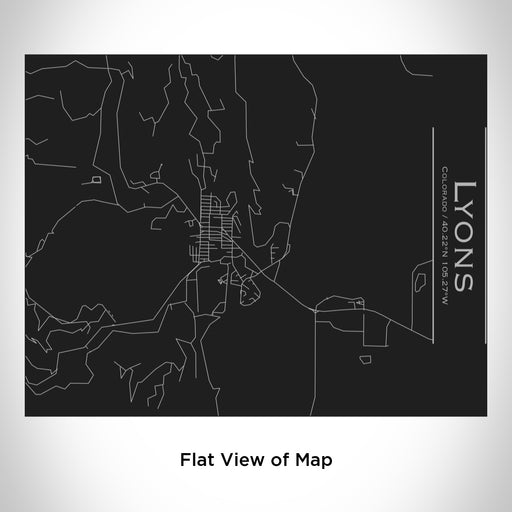 Rendered View of Lyons Colorado Map Engraving on 20oz Stainless Steel Insulated Bottle with Bamboo Top in Black