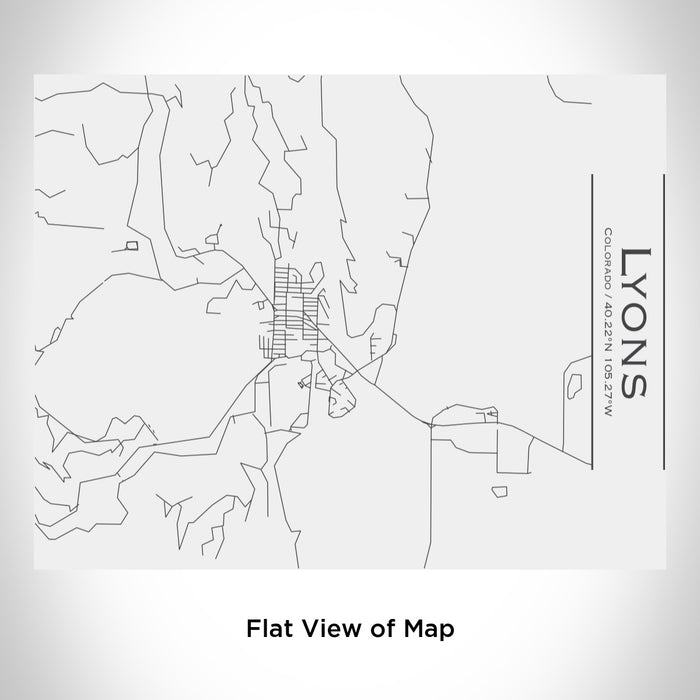 Rendered View of Lyons Colorado Map Engraving on 20oz Stainless Steel Insulated Bottle with Bamboo Top in White