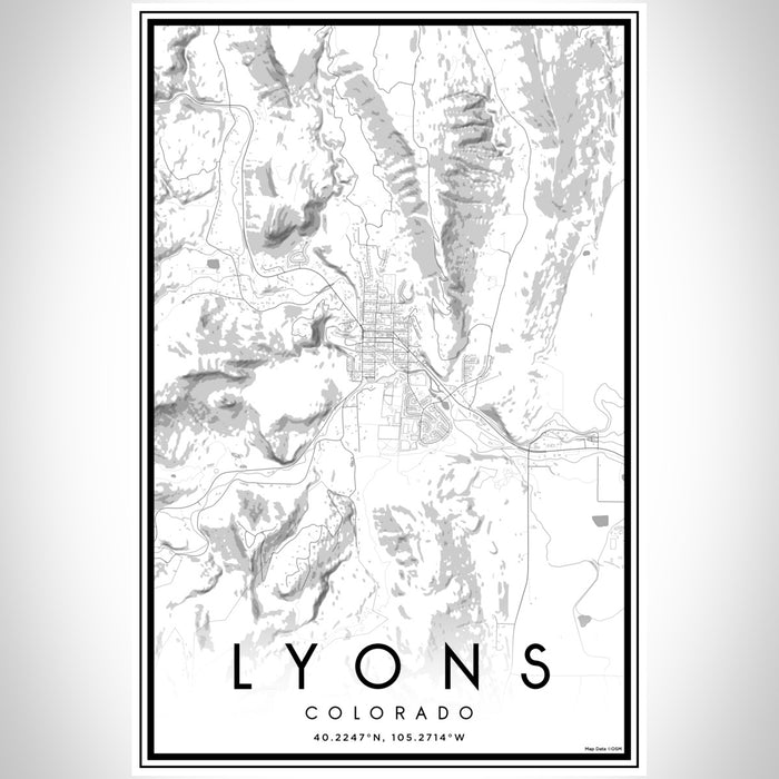 Lyons Colorado Map Print Portrait Orientation in Classic Style With Shaded Background