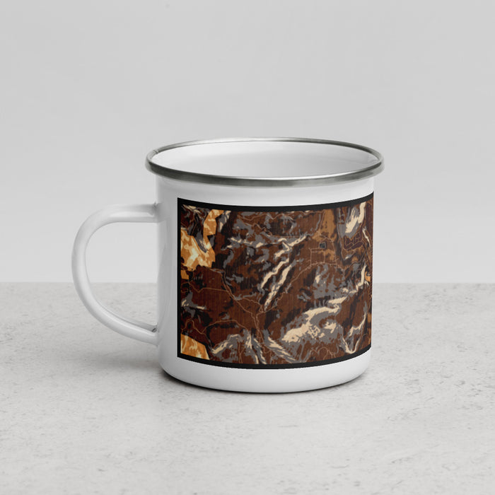 Left View Custom Lyons Colorado Map Enamel Mug in Ember