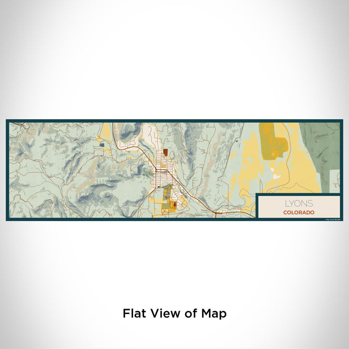 Flat View of Map Custom Lyons Colorado Map Enamel Mug in Woodblock