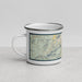 Left View Custom Lyons Colorado Map Enamel Mug in Woodblock