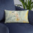 Custom Lyons Colorado Map Throw Pillow in Woodblock on Blue Colored Chair