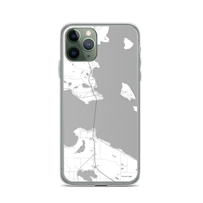 Custom iPhone 11 Pro Mackinac Straits Michigan Map Phone Case in Classic