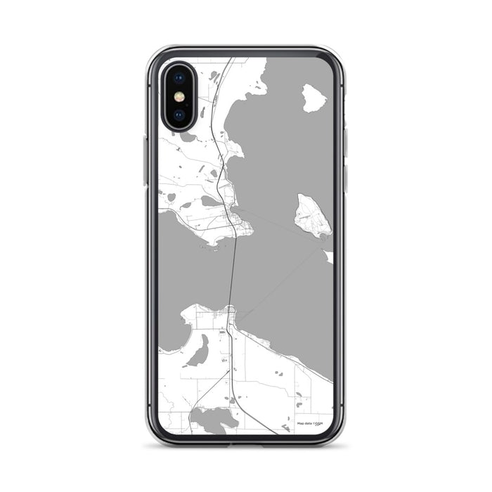 Custom iPhone X/XS Mackinac Straits Michigan Map Phone Case in Classic
