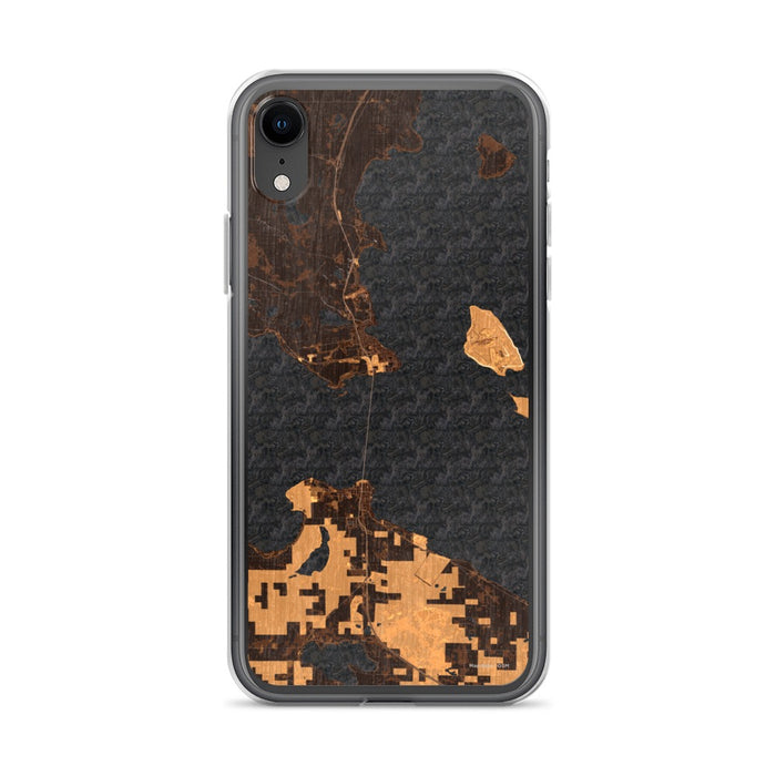 Custom iPhone XR Mackinac Straits Michigan Map Phone Case in Ember
