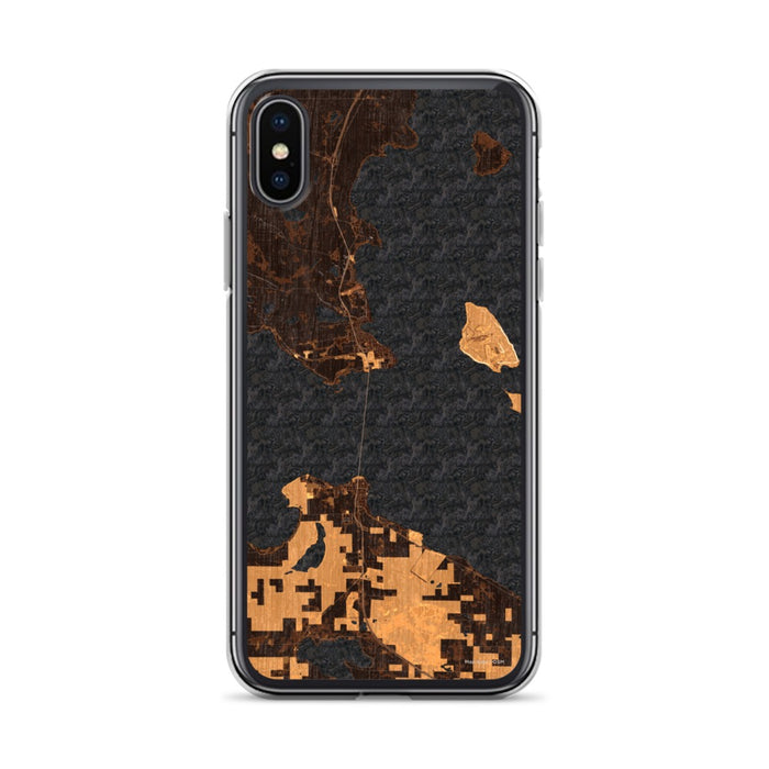 Custom iPhone X/XS Mackinac Straits Michigan Map Phone Case in Ember