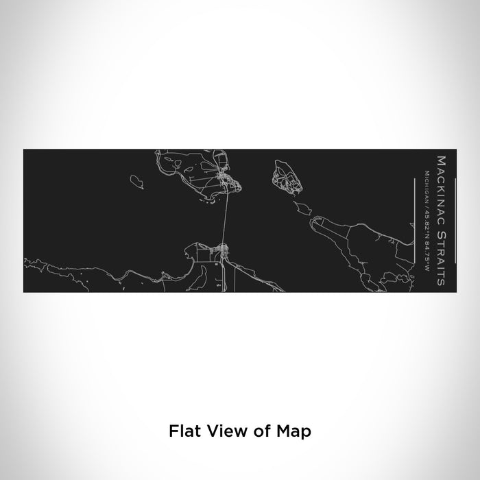 Rendered View of Mackinac Straits Michigan Map Engraving on 10oz Stainless Steel Insulated Cup with Sliding Lid in Black